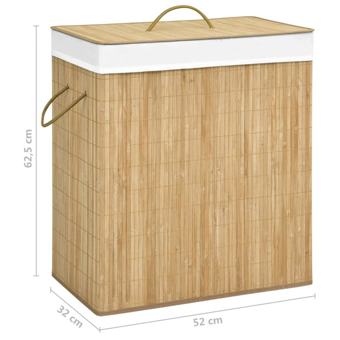 Coș de rufe din bambus cu 2 secțiuni, 100 L - WALTI WALTI