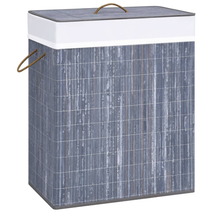 Coș de rufe din bambus cu 2 secțiuni, gri, 100 L - WALTI WALTI
