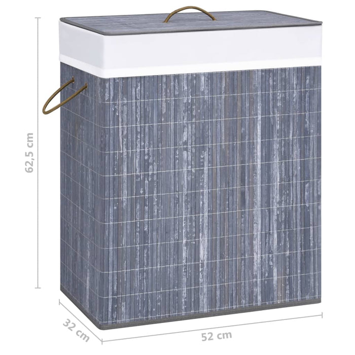 Coș de rufe din bambus cu 2 secțiuni, gri, 100 L - WALTI WALTI