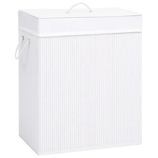 Coș de rufe din bambus cu 2 secțiuni, alb, 100 L - WALTI WALTI