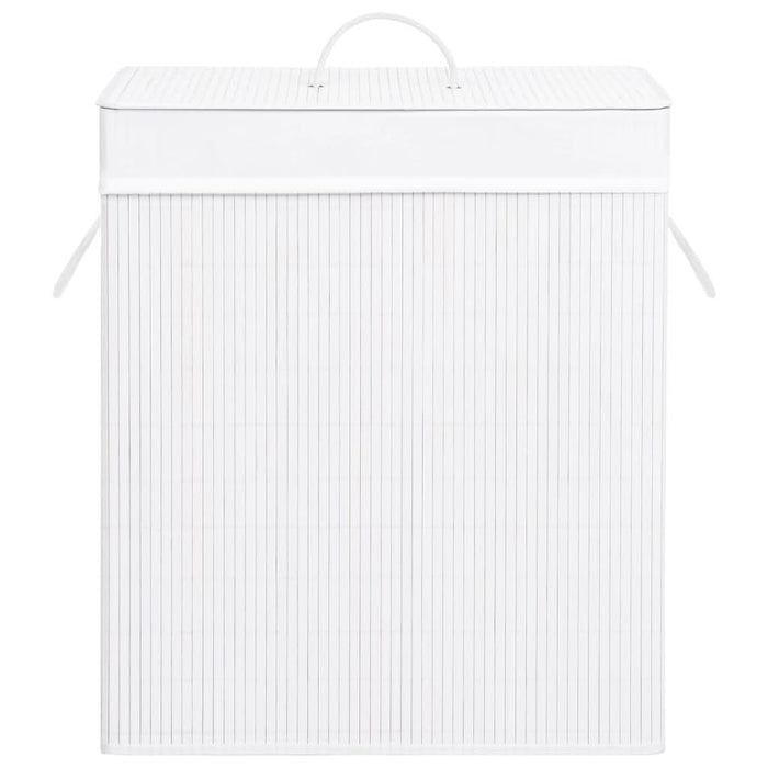 Coș de rufe din bambus cu 2 secțiuni, alb, 100 L - WALTI WALTI