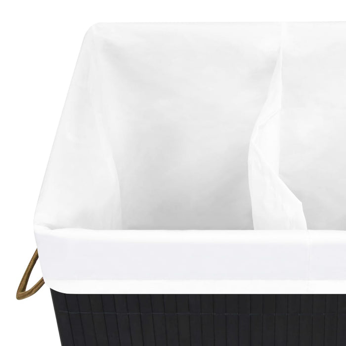 Coș de rufe din bambus cu 2 secțiuni, negru, 72 L - WALTI WALTI