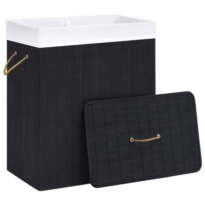 Coș de rufe din bambus cu 2 secțiuni, negru, 100 L - WALTI WALTI
