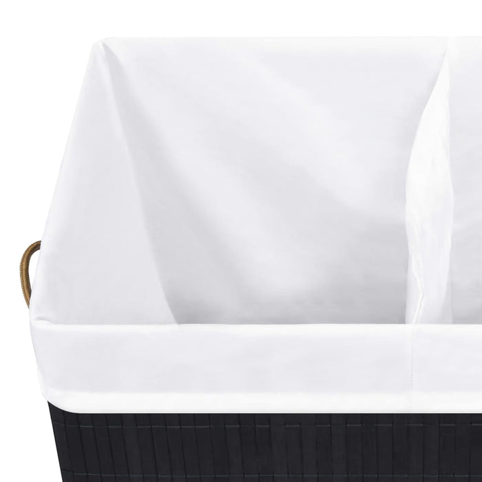 Coș de rufe din bambus cu 2 secțiuni, negru, 100 L - WALTI WALTI