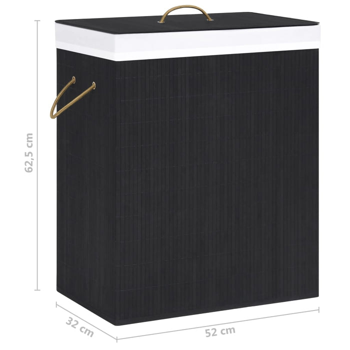 Coș de rufe din bambus cu 2 secțiuni, negru, 100 L - WALTI WALTI