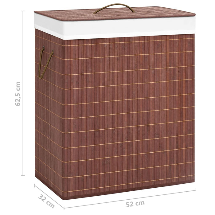 Coș de rufe din bambus cu 2 secțiuni, maro, 100 L - WALTI WALTI