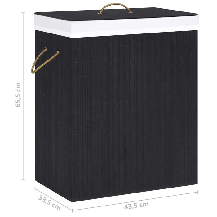 Coș de rufe din bambus cu o secțiune, negru, 83 L - WALTI WALTI
