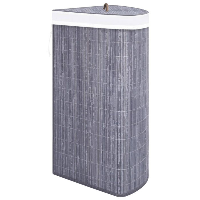 Coș de rufe din bambus, pentru colț, gri, 60 L - WALTI WALTI