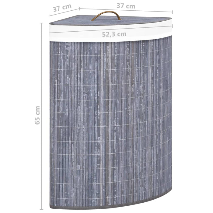 Coș de rufe din bambus, pentru colț, gri, 60 L - WALTI WALTI