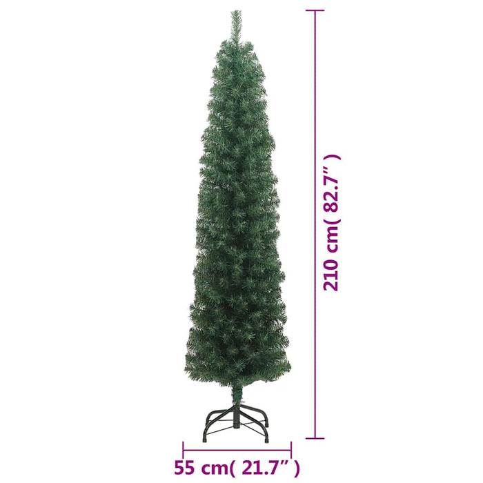 Pom de Crăciun artificial subțire cu suport verde 210 cm PVC - WALTI WALTI