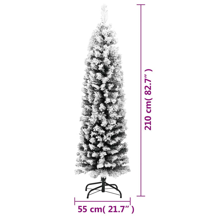 Pom de Crăciun artificial, subțire, cu zăpadă, verde 210 cm PVC - WALTI WALTI