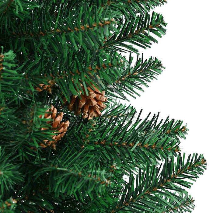 Pom Crăciun artificial subțire lemn și conuri verde 150 cm PVC - WALTI WALTI