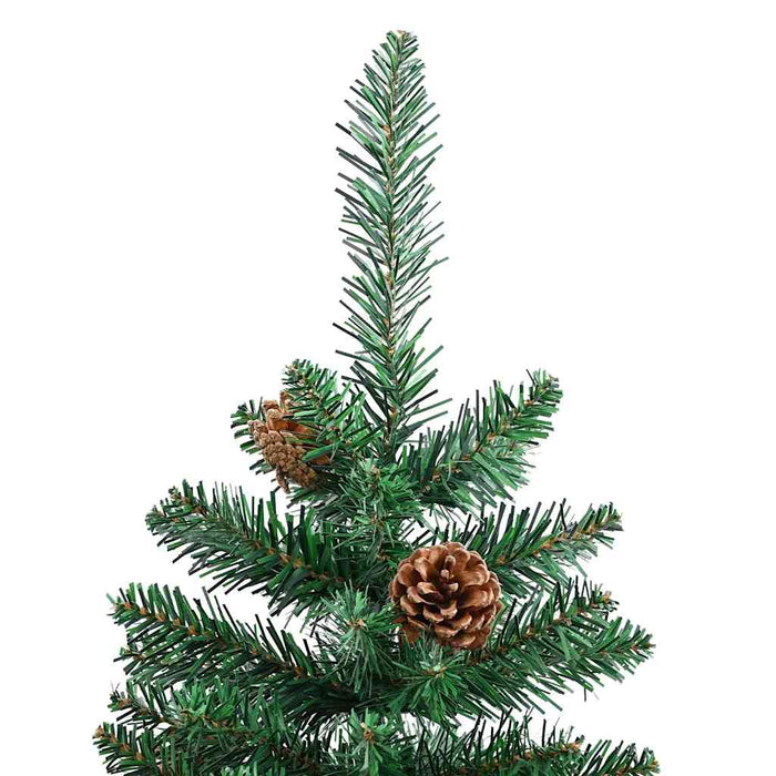 Pom Crăciun artificial subțire lemn și conuri verde 210 cm PVC - WALTI WALTI