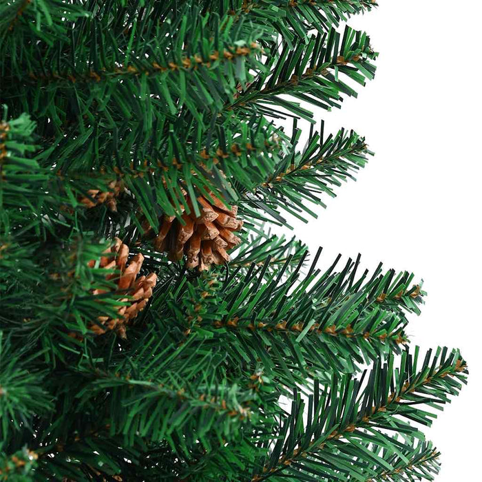 Pom Crăciun artificial subțire lemn și conuri verde 210 cm PVC - WALTI WALTI