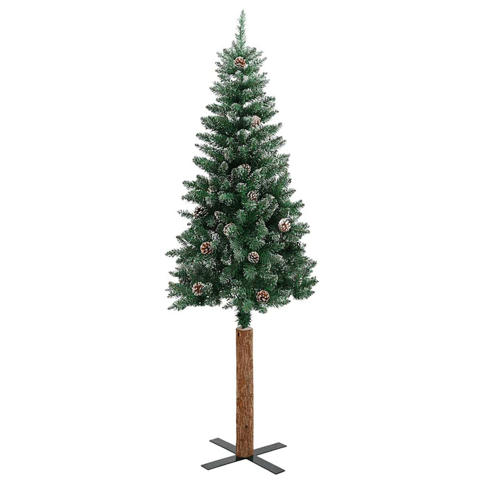 Pom Crăciun artificial subțire, lemn și zăpadă, verde, 180 cm - WALTI WALTI