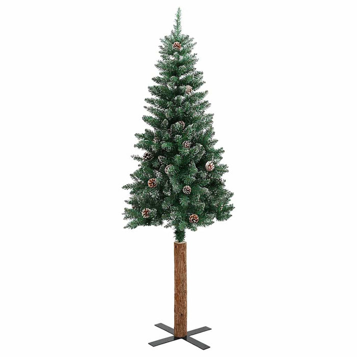 Pom Crăciun artificial subțire, lemn și zăpadă, verde, 210 cm - WALTI WALTI