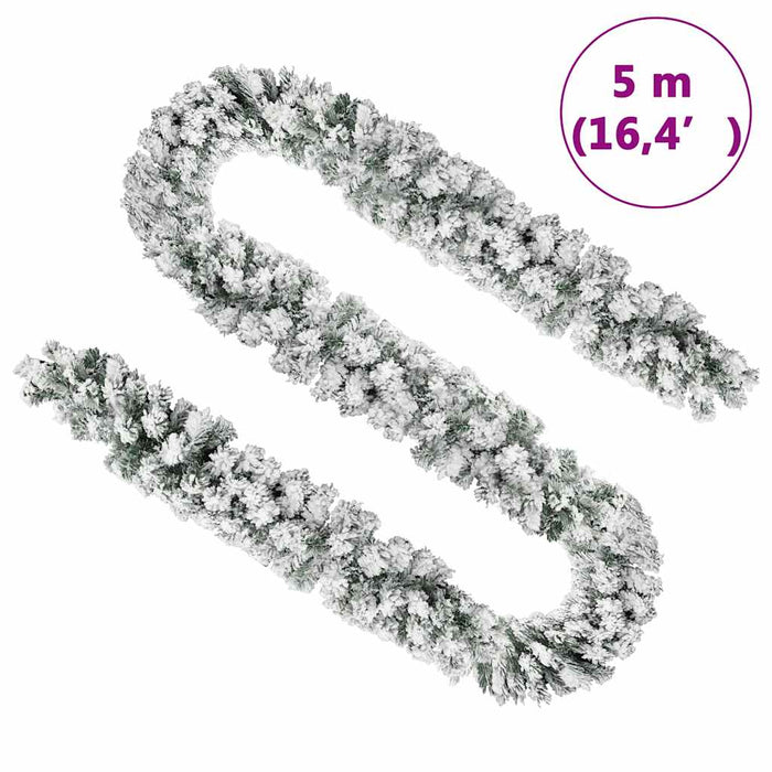 Ghirlandă de Crăciun cu zăpadă, verde, 5 m, PVC - WALTI WALTI
