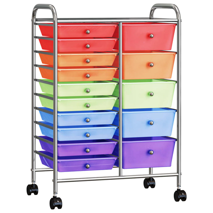 Cărucior depozitare mobil cu 15 sertare XXL multicolor plastic - WALTI WALTI