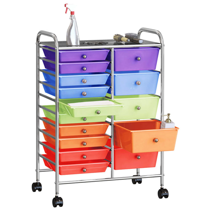 Cărucior depozitare mobil cu 15 sertare XXL multicolor plastic - WALTI WALTI