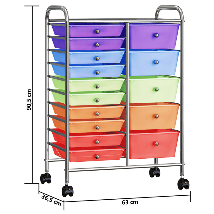 Cărucior depozitare mobil cu 15 sertare XXL multicolor plastic - WALTI WALTI