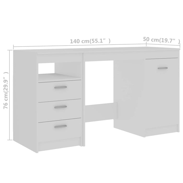 Birou, alb, 140x50x76 cm, lemn prelucrat - WALTI WALTI