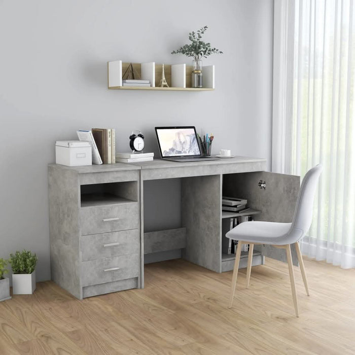 Birou, gri beton, 140 x 50 x 76 cm, lemn prelucrat - WALTI WALTI