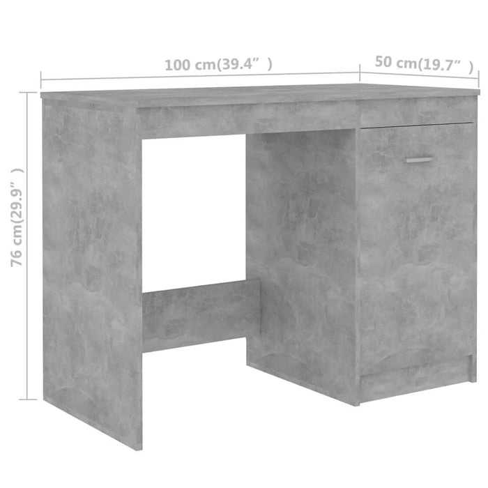 Birou, gri beton, 140 x 50 x 76 cm, lemn prelucrat - WALTI WALTI