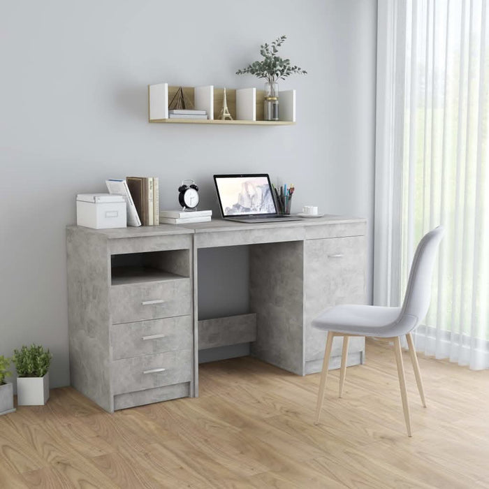 Birou, gri beton, 140 x 50 x 76 cm, lemn prelucrat - WALTI WALTI