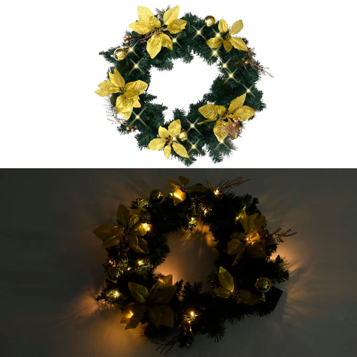 Coroniță de Crăciun cu becuri LED, verde, 60 cm, PVC - WALTI WALTI