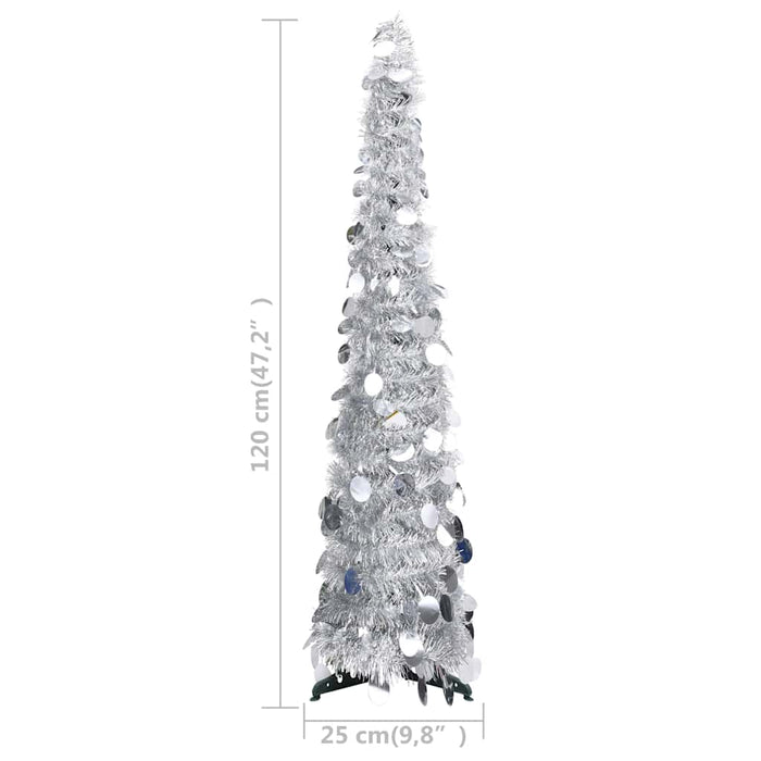 Brad de Crăciun artificial tip pop-up, argintiu, 120 cm, PET WALTI