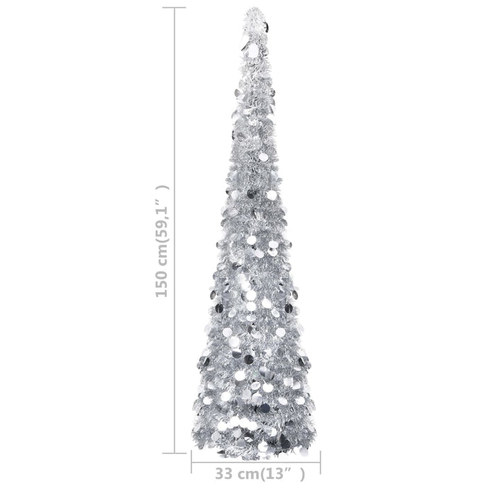 Brad de Crăciun artificial tip pop-up, argintiu, 150 cm, PET WALTI