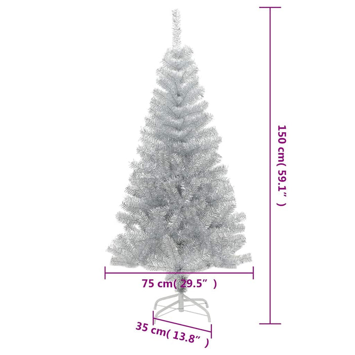 Pom de Crăciun artificial cu suport, argintiu, 150 cm, PET - WALTI WALTI