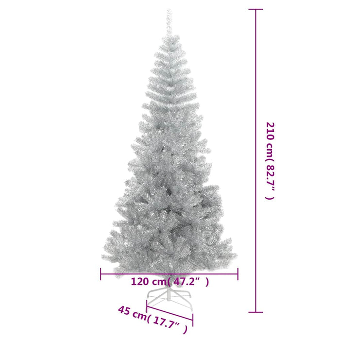 Pom de Crăciun artificial cu suport, argintiu, 210 cm, PET WALTI