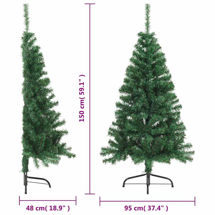 Jumătate pom Crăciun artificial cu suport, verde, 150 cm, PVC - WALTI WALTI
