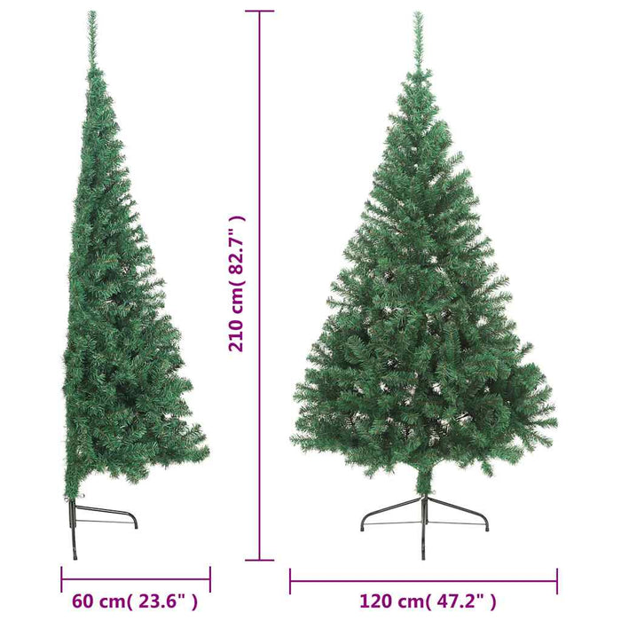 Jumătate pom Crăciun artificial cu suport, verde, 210 cm, PVC - WALTI WALTI