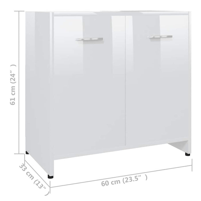 Dulap de baie, alb extralucios, 60x33x61 cm, lemn prelucrat WALTI