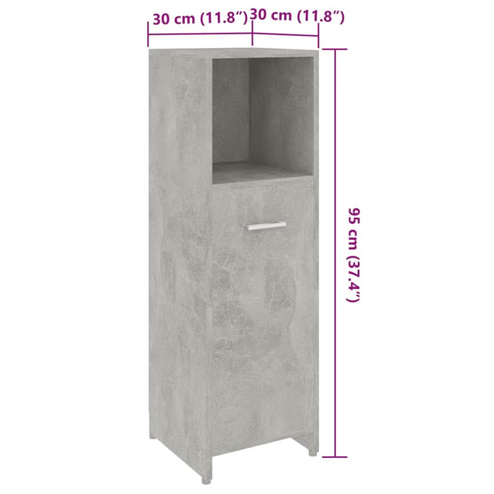 Dulap de baie, gri beton, 30 x 30 x 95 cm, lemn prelucrat - WALTI WALTI