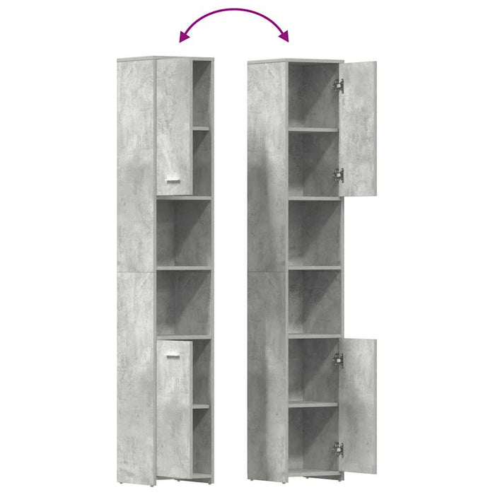 Dulap de baie, gri beton, 30x30x183,5 cm, lemn prelucrat WALTI