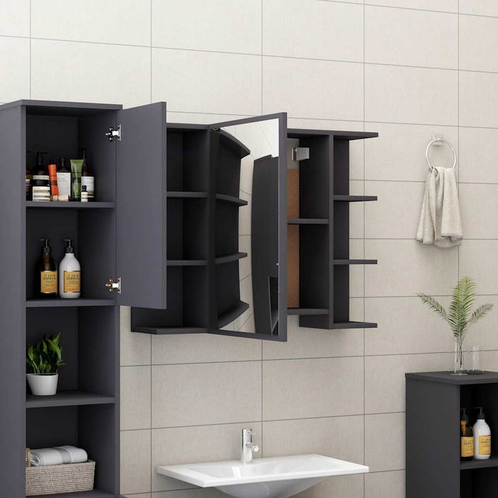 | Dulap cu oglindă | cu raft Gri 80 x 20,5 x 64 cm Lemn compozit WALTI