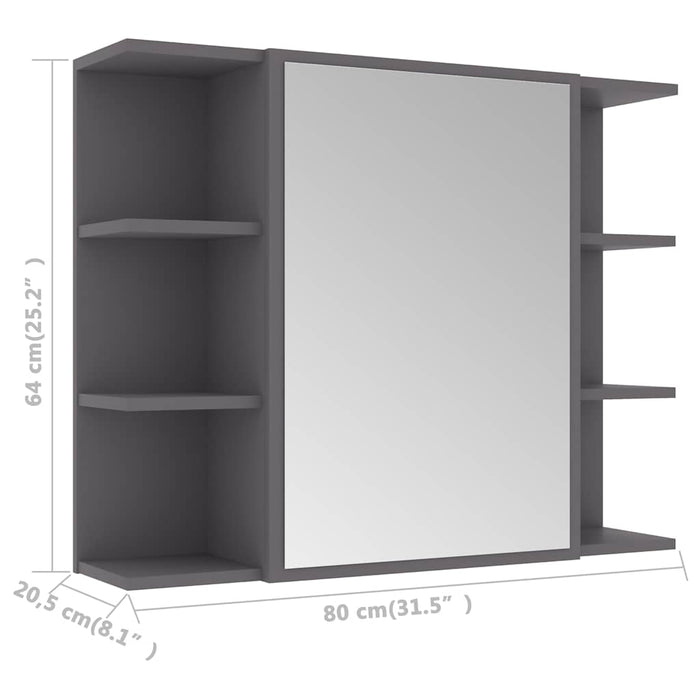 | Dulap cu oglindă | cu raft Gri 80 x 20,5 x 64 cm Lemn compozit WALTI