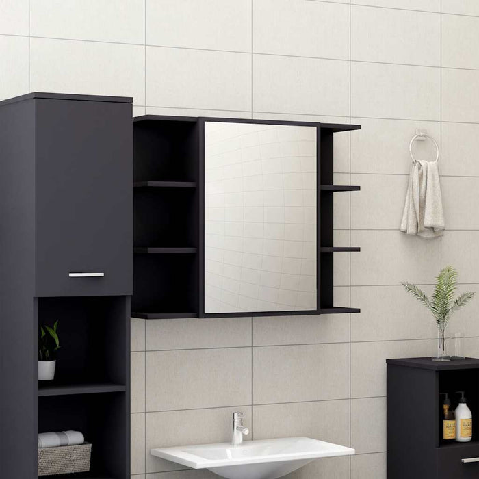 | Dulap cu oglindă | cu raft Gri 80 x 20,5 x 64 cm Lemn compozit WALTI