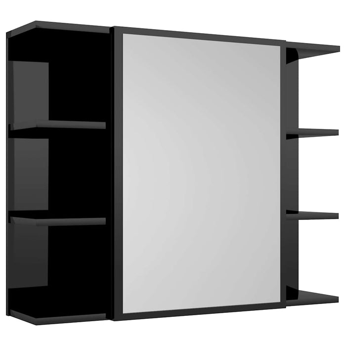 | Dulap cu oglindă | cu raft negru foarte lucios 80 x 20,5 x 64 cm WALTI