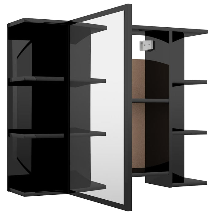 | Dulap cu oglindă | cu raft negru foarte lucios 80 x 20,5 x 64 cm WALTI