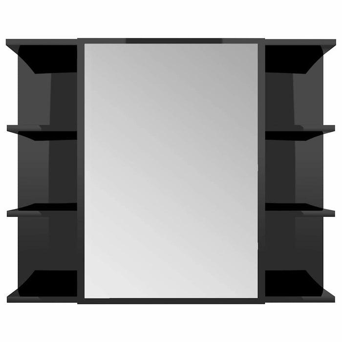 | Dulap cu oglindă | cu raft negru foarte lucios 80 x 20,5 x 64 cm WALTI