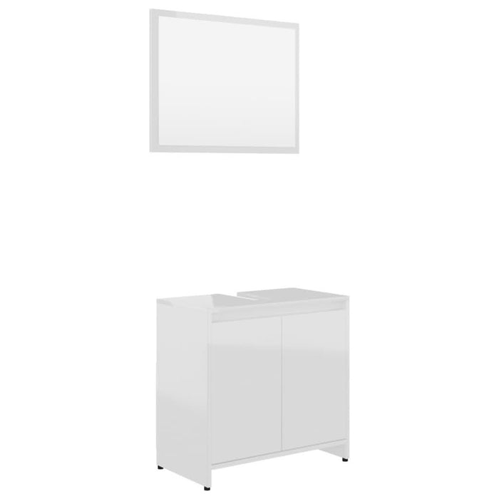 Set mobilier de baie, alb extralucios, lemn prelucrat - WALTI WALTI
