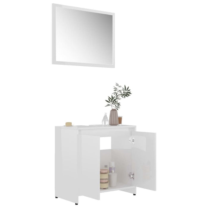 Set mobilier de baie, alb extralucios, lemn prelucrat - WALTI WALTI