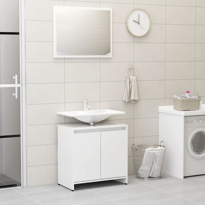 Set mobilier de baie, alb extralucios, lemn prelucrat - WALTI WALTI