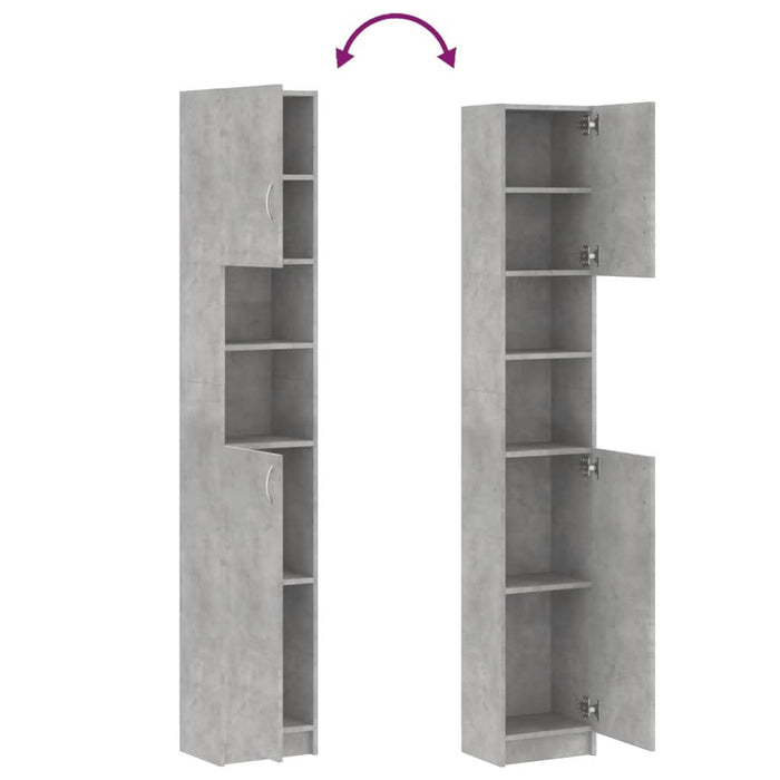 Dulap de baie, gri beton, 32 x 25,5 x 190 cm, lemn prelucrat - WALTI WALTI