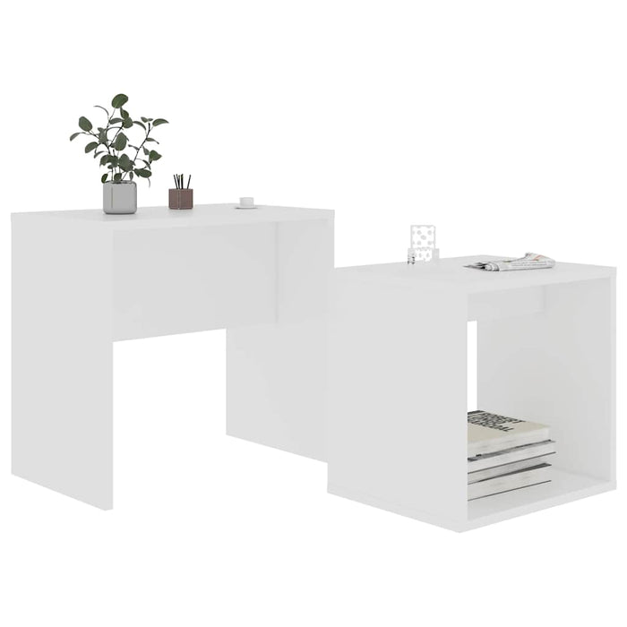 Set măsuțe de cafea, alb, 48x30x45 cm, lemn prelucrat WALTI