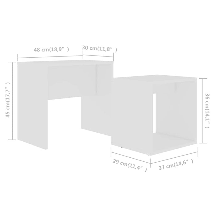 Set măsuțe de cafea, alb, 48x30x45 cm, lemn prelucrat WALTI